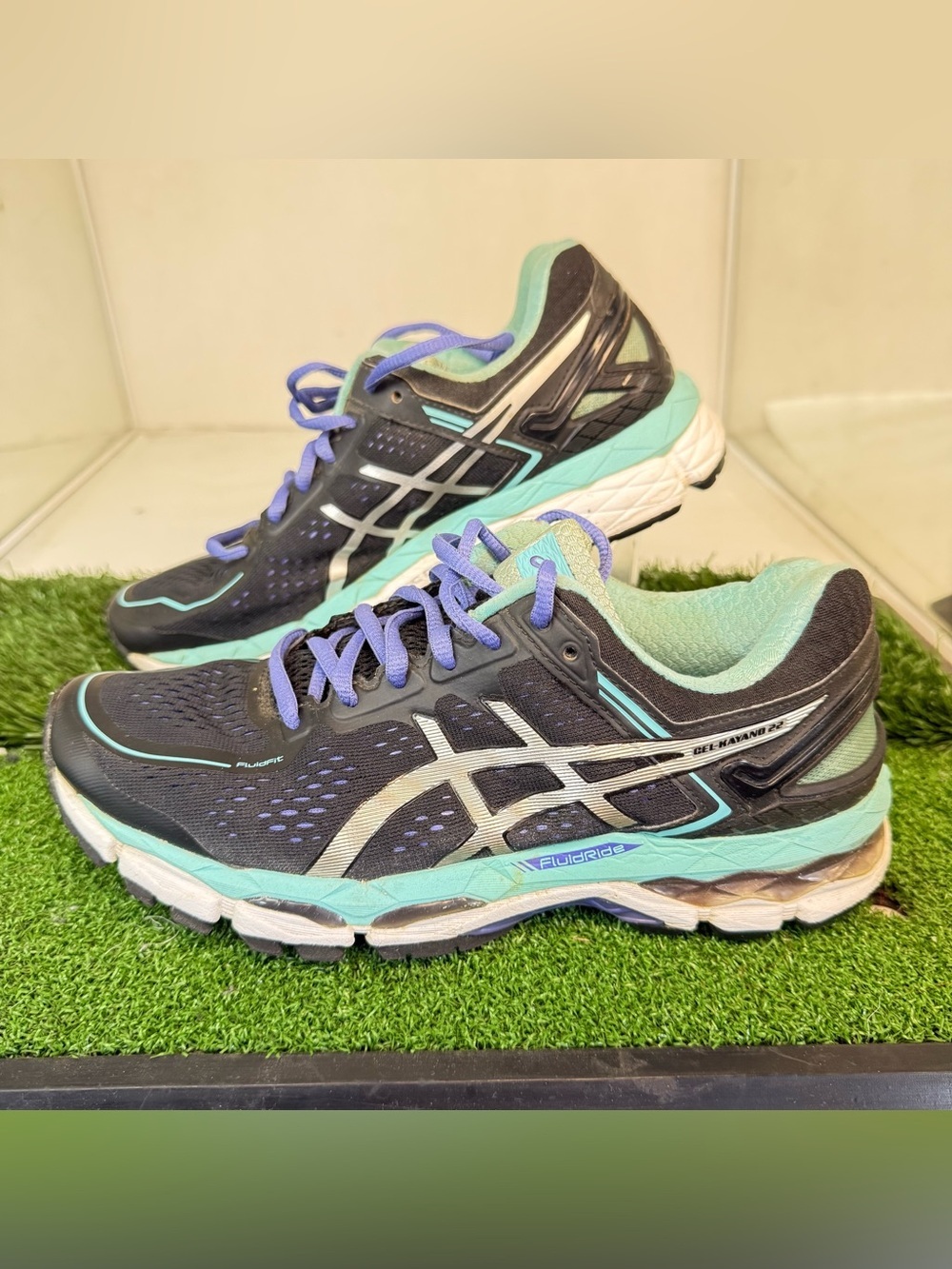 Asics Womens GEL-Kayano 22 Running Teal/Black Low Top Lace Up T597N